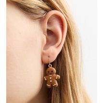 Tan Christmas Gingerbread Hook Earrings New Look