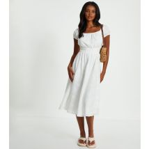 Women's White Embroidered Shirred Bardot Midi Dress Quiz New Look