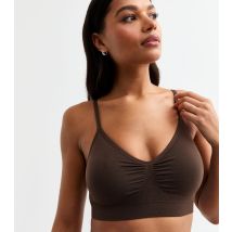 Women's Brown Seamless Ruched Bra New Look