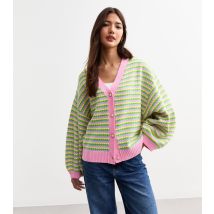 Women's Multicoloured Faux Pearl Stripe Cardigan Sunshine Soul New Look