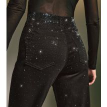 Women's Washed Black Wide Leg Diamante Detail Jeans Cameo Rose New Look