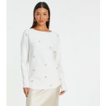 Women's Cream Embellished Batwing Knitted Jumper Quiz New Look