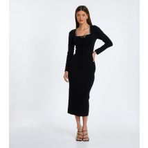 Women's Black Embellished Tie Neck Midi Dress Quiz New Look