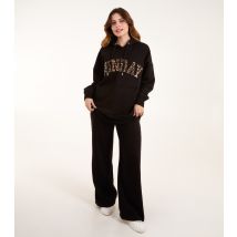 Women's Black Leopard Stripe Trousers Blue Vanilla New Look