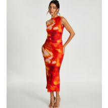 Women's Orange Marble Print Midi Dress Quiz New Look