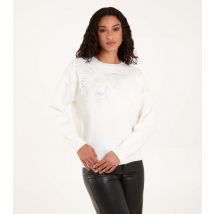 Women's White Sequin Butterfly Jumper Blue Vanilla New Look