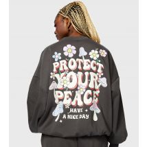 Women's Grey Protect Your Peace Jersey Sweatshirt Skinnydip New Look