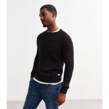 Men's Jack & Jones Black Regular Chunky Knit Crew Neck Jumper New Look