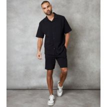 Men's Threadbare Black Textured Cotton Shorts New Look