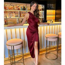 Women's Wine One Shoulder Midi Dress AX Paris New Look