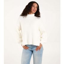 Women's White Knitted Turtleneck Jumper Blue Vanilla New Look