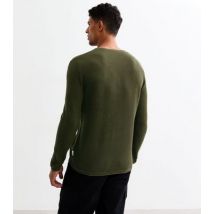 Men's Only & Sons Khaki Regular Waffle Knit Crew Neck Jumper New Look