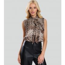 Women's Leopard Print Tie Neck Chiffon Blouse Finding Friday New Look