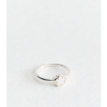 White Silver Tone Flower Ring New Look