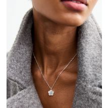 Silver Plated Flower Necklace New Look