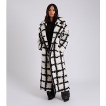 Women's Black Check Oversized Borg Coat Urban Bliss New Look