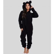 Women's Black Hooded Onesie with Ears Loungeable New Look