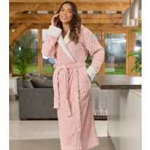 Women's Pink Geometric Fleece Hooded Robe Loungeable New Look