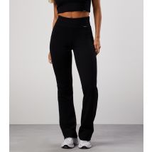 Women's Black Rib Flared Leggings Gym King New Look