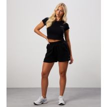 Women's Black Embroidered Logo Crop Top Gym King New Look
