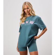 Women's Turquoise Relaxed Fit Embroidered Logo T-Shirt Gym King New Look