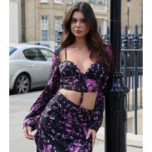 WKNDGIRL Purple Floral Textured Crop Top New Look