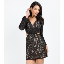 Women's Black Lace Cutout Mini Dress Little Mistress New Look