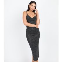 Women's Black Knitted Midi Dress Little Mistress New Look