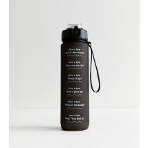 Black Pop Lid Straw 1L Message Water Bottle New Look