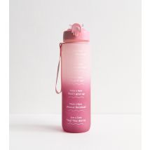 Pink Pop Lid Straw 1L Message Water Bottle New Look