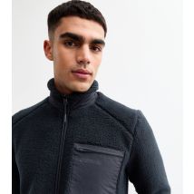 Men's Navy Borg Jacket Only and Sons New Look