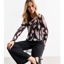 Women's Pink Swirl Print Crinkled Mesh Top New Look