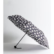 Black Daisy Print Umbrella New Look