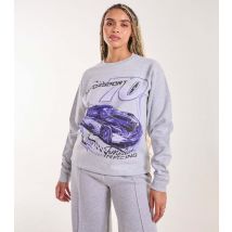 Women's Grey Motorsport Print Jersey Sweatshirt Pink Vanilla New Look