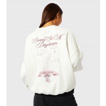 Women's Cream Disney Embroidered Slogan Sweatshirt Skinnydip New Look