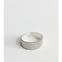 Silver Tone Diamanté Embellished Wide Cuff New Look