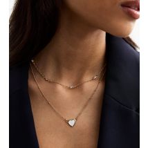 Gold Layered Pearl Effect Heart Charm Necklace New Look