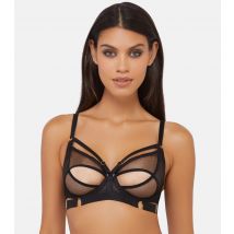 Women's Black Alexa Mesh Overlay Bra Wolf & Whistle New Look