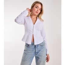 Women's White Fitted Crop Shirt Pink Vanilla New Look
