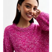 Women's Bright Pink Tinsel Knit Jumper Sunshine Soul New Look