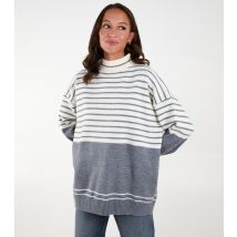 Women's Grey Knit Striped Jumper Blue Vanilla New Look
