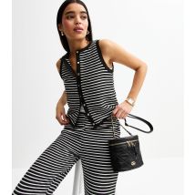 Women's Black Textured Stripe Waistcoat New Look