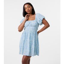 Women's Blue Floral Print Mini Dress Pink Vanilla New Look