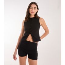 Women's Black Pinstripe Waistcoat Pink Vanilla New Look