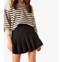 Women's Black Tweed Box Pleat Skirt Apricot New Look