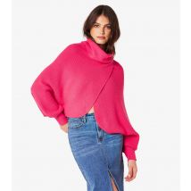 Women's Bright Pink Wrap Jumper Apricot New Look