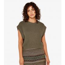 Women's Khaki Knit Vest Apricot New Look