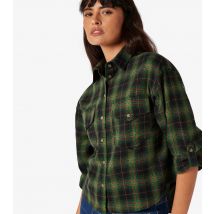 Women's Green Plaid Cropped Shirt Apricot New Look