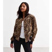 Women's Brown Leopard Print Bomber Jacket Gini London New Look