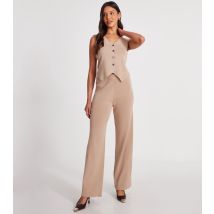 Women's Stone Knit Wide Leg Trousers Quiz New Look